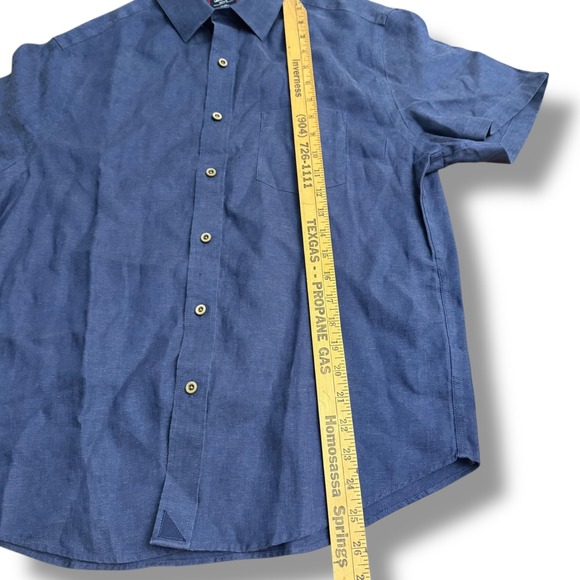 UNTUCKit Mens Medium Blue 100% Linen Short Sleeve Button‎ Up Shirt Cameron - Picture 4 of 9